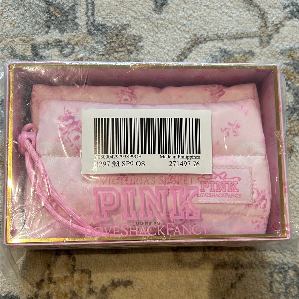 NWT love shack fancy PINK makeup bag